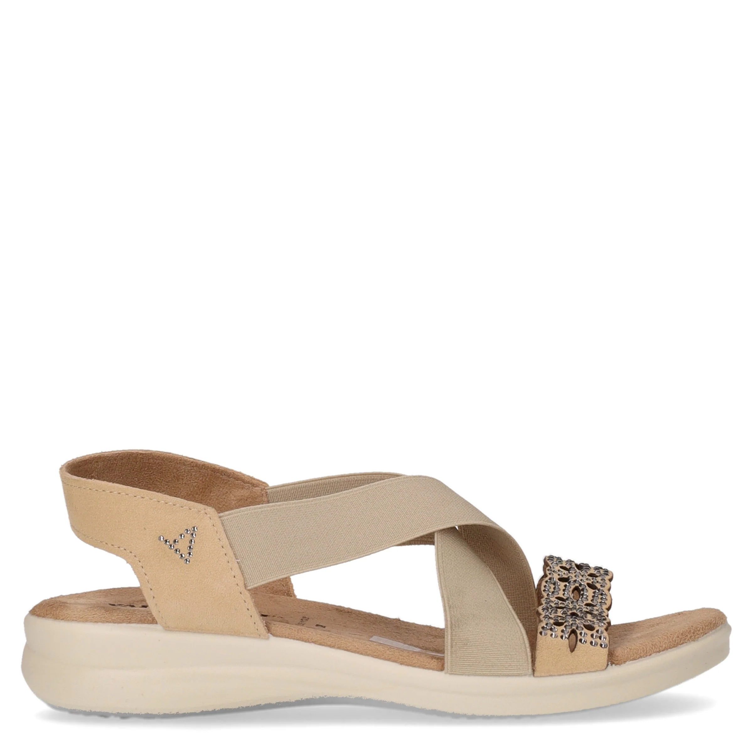 Sandalo in pelle e tessuto taupe