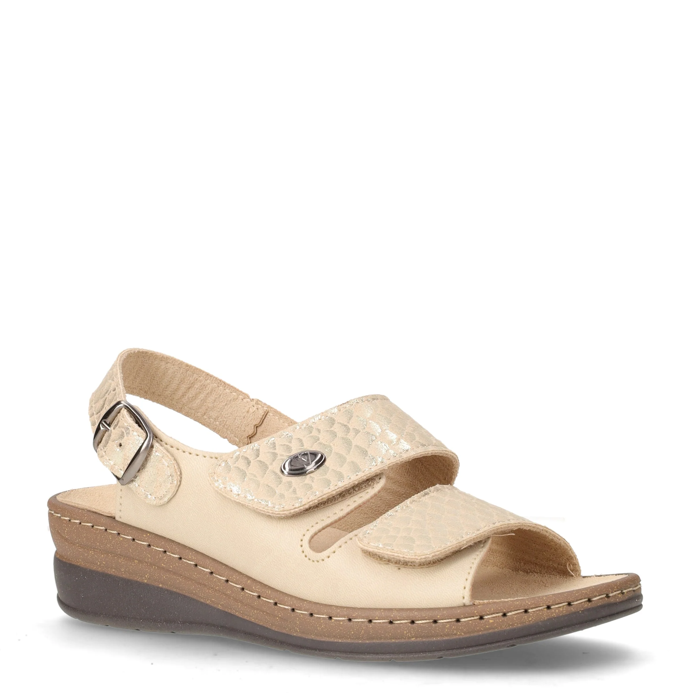 Sandalo in tessuto con strappi beige - Image 2