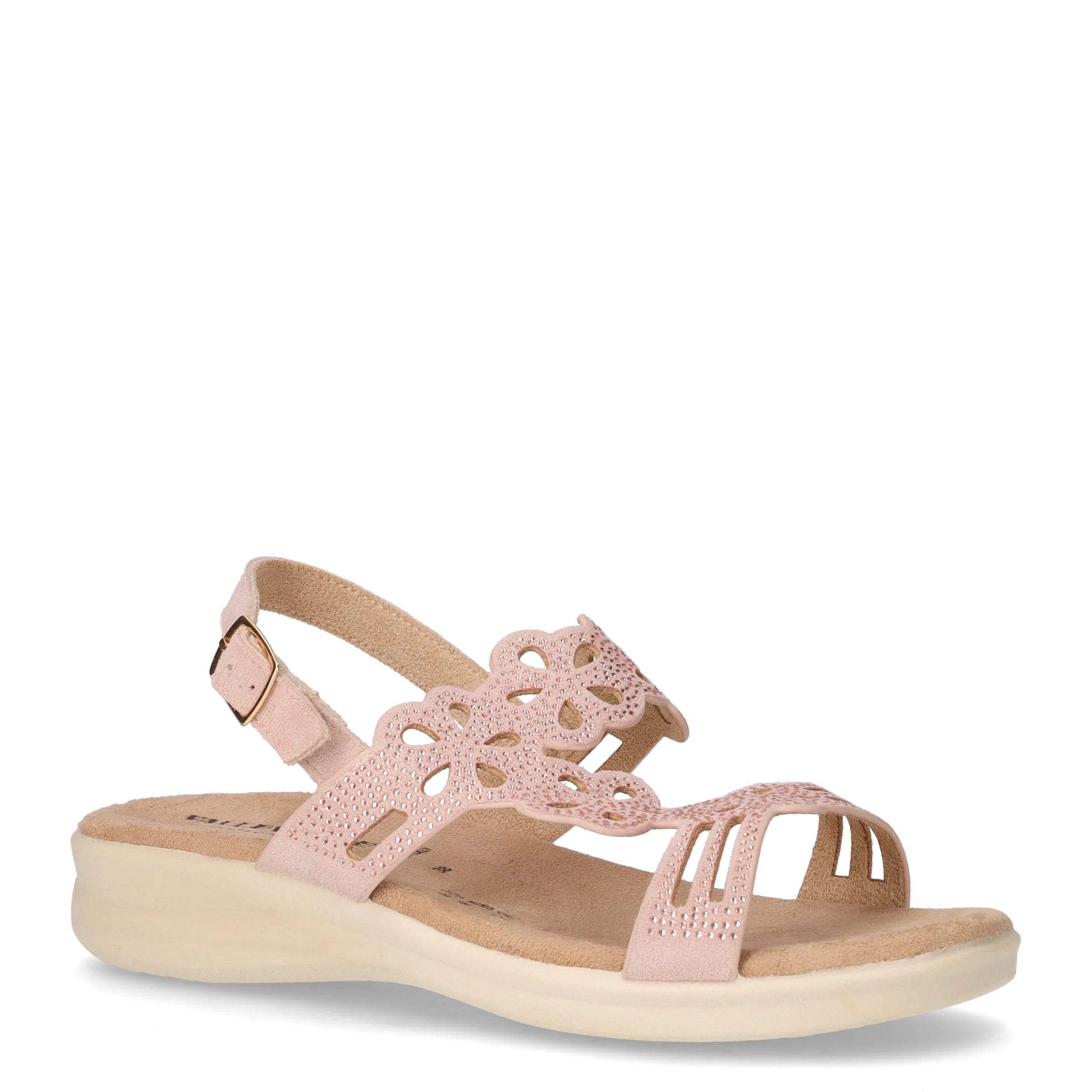 Sandalo in tessuto con strass oro rosa - Image 2