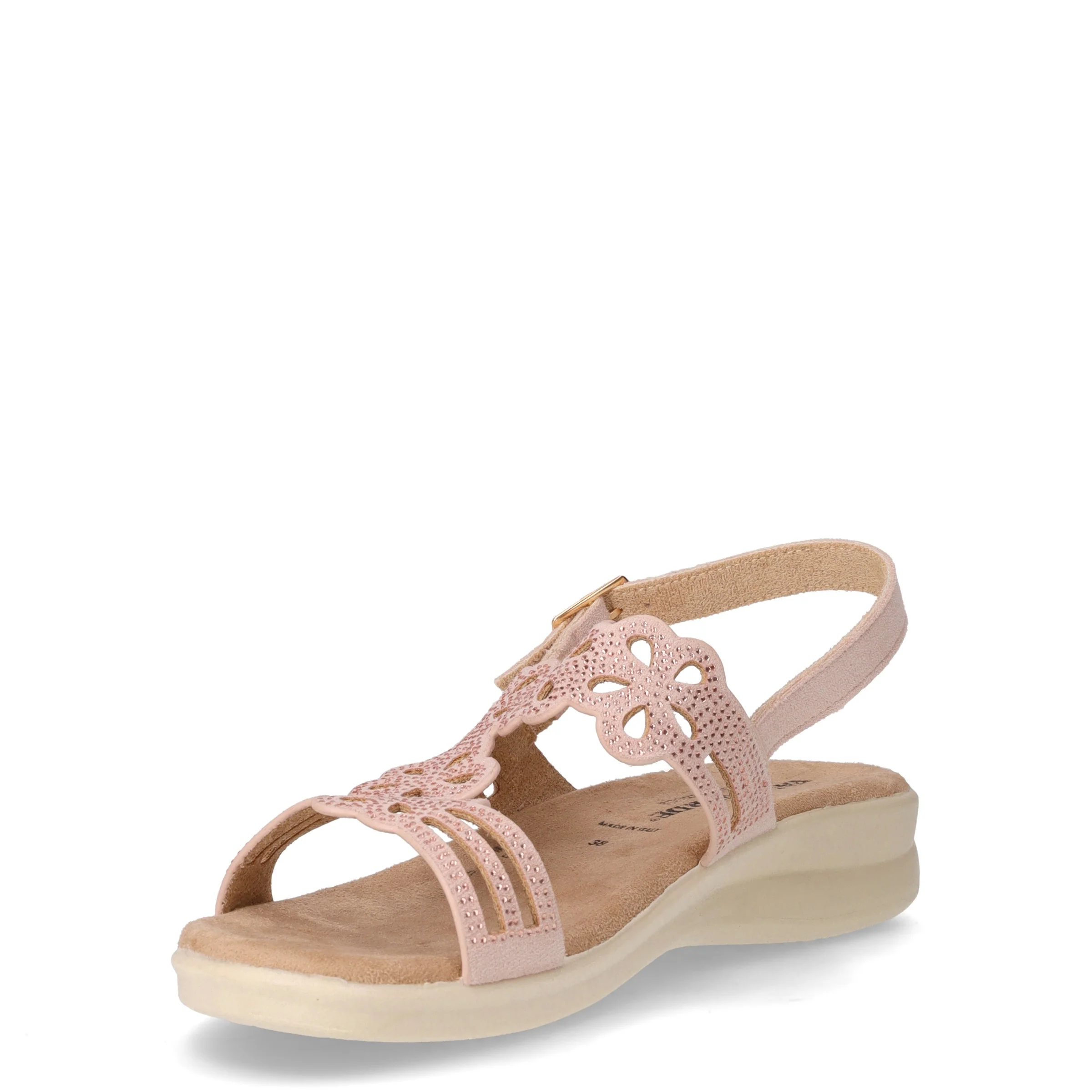 Sandalo in tessuto con strass oro rosa - Image 3
