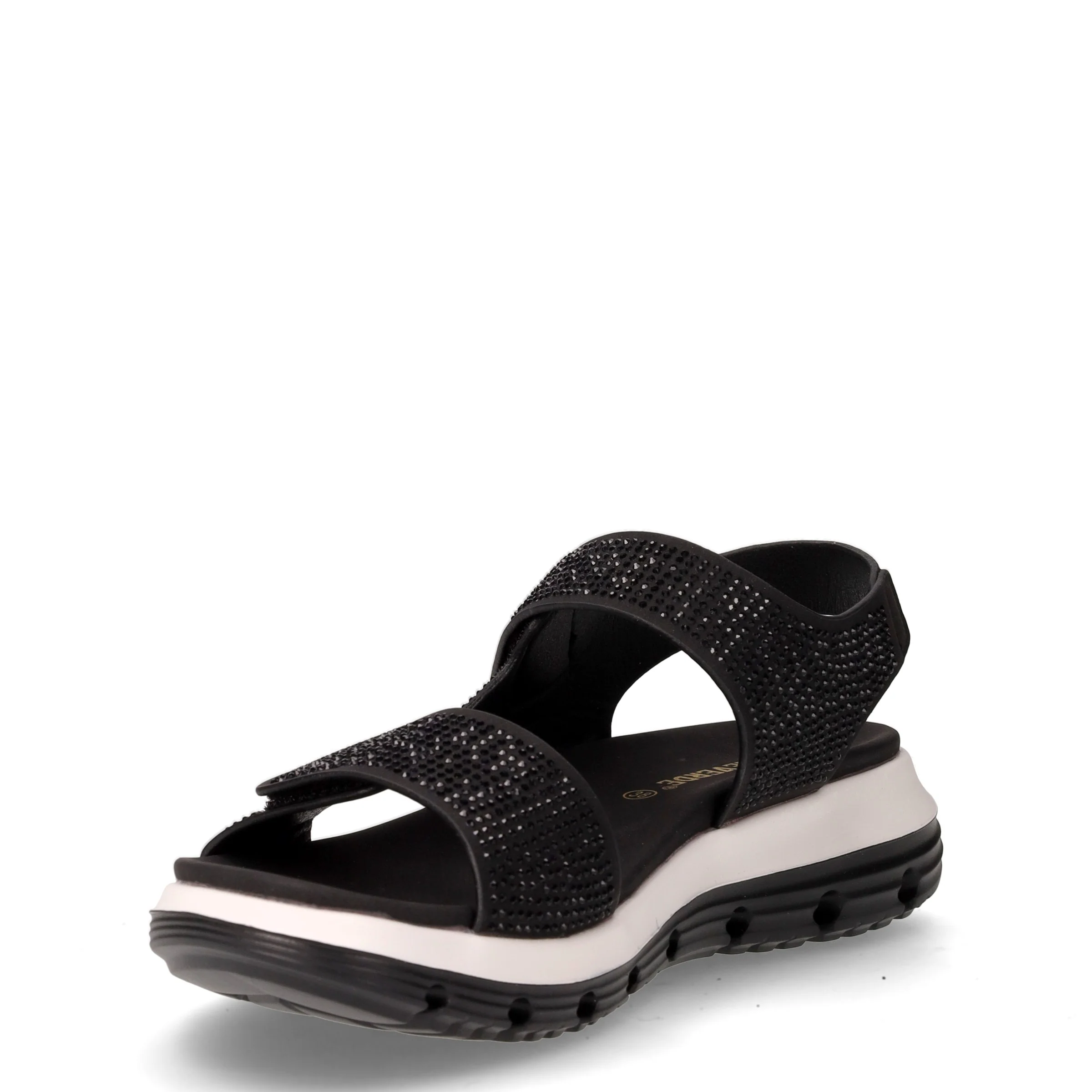 Sandalo sportivo in ecopelle con strass nero - Image 3