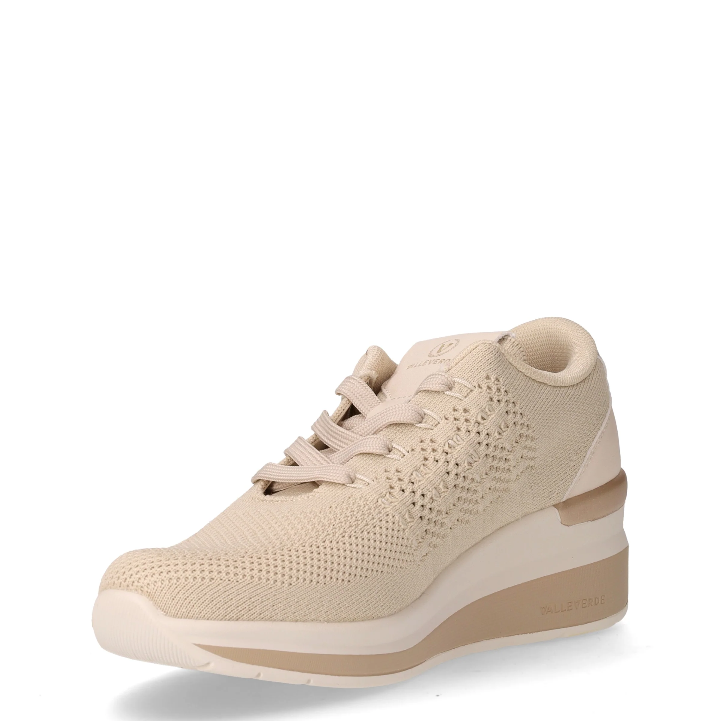Sneaker in tessuto con zeppa beige - Image 3