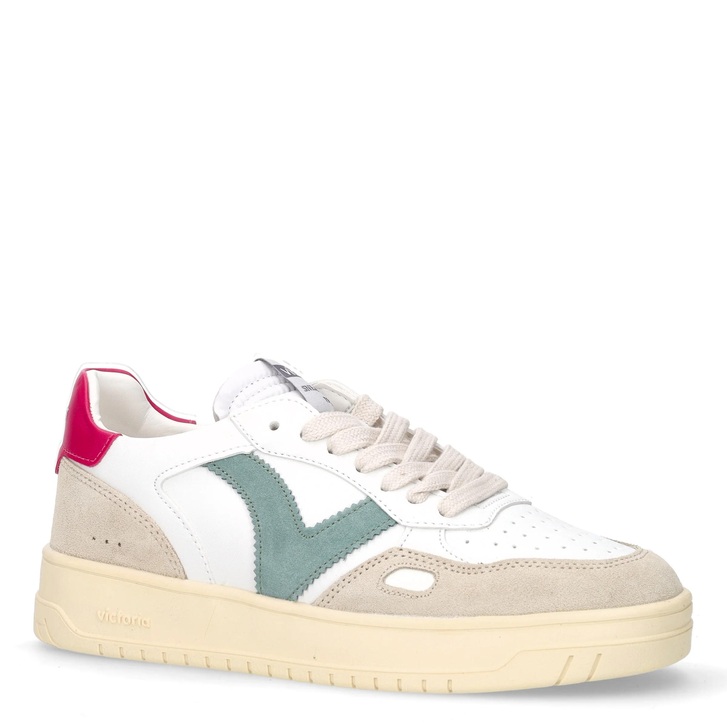 Sneaker in pelle ed ecopelle bianco fucsia - Image 2