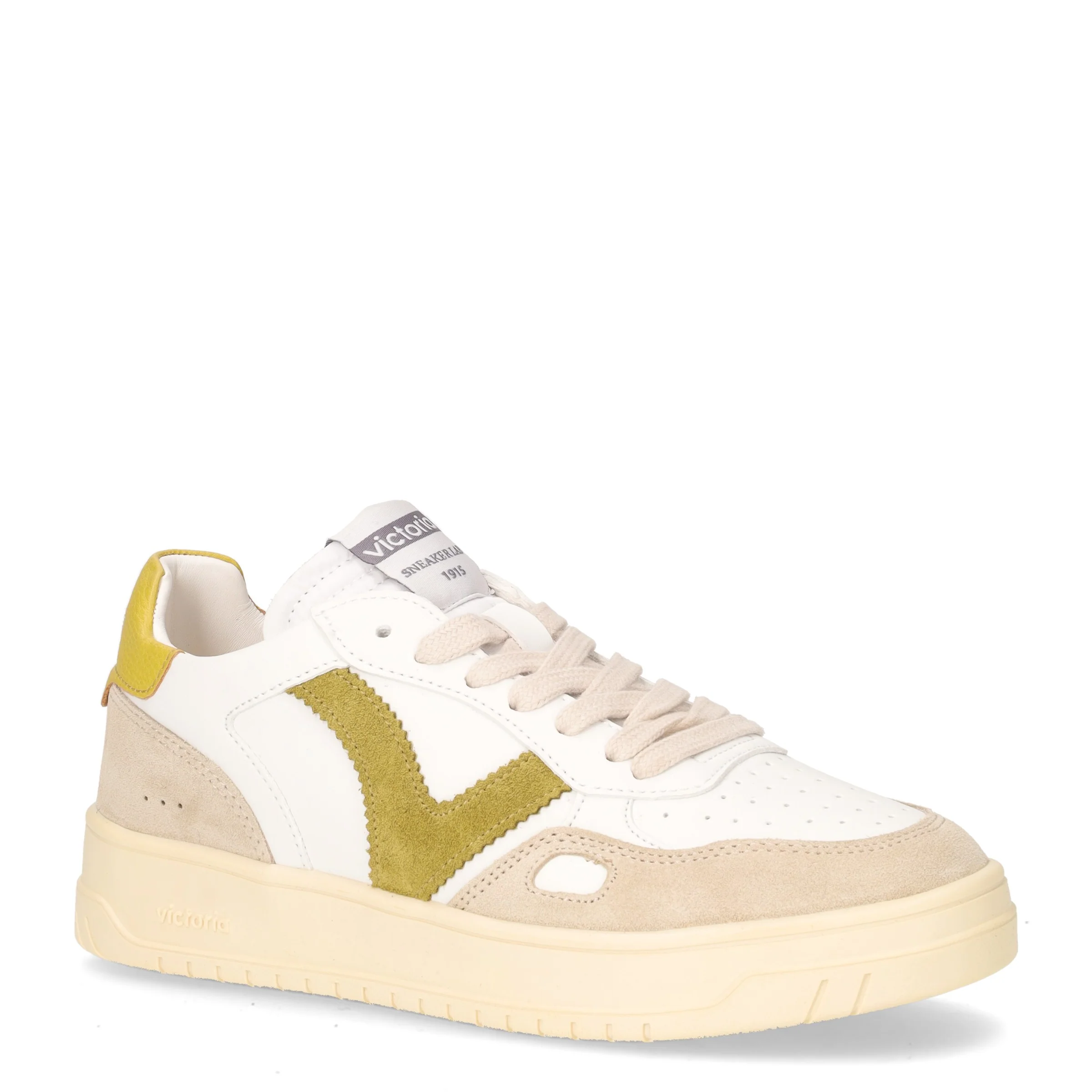 Sneaker in pelle ed ecopelle bianco oliva - Image 2