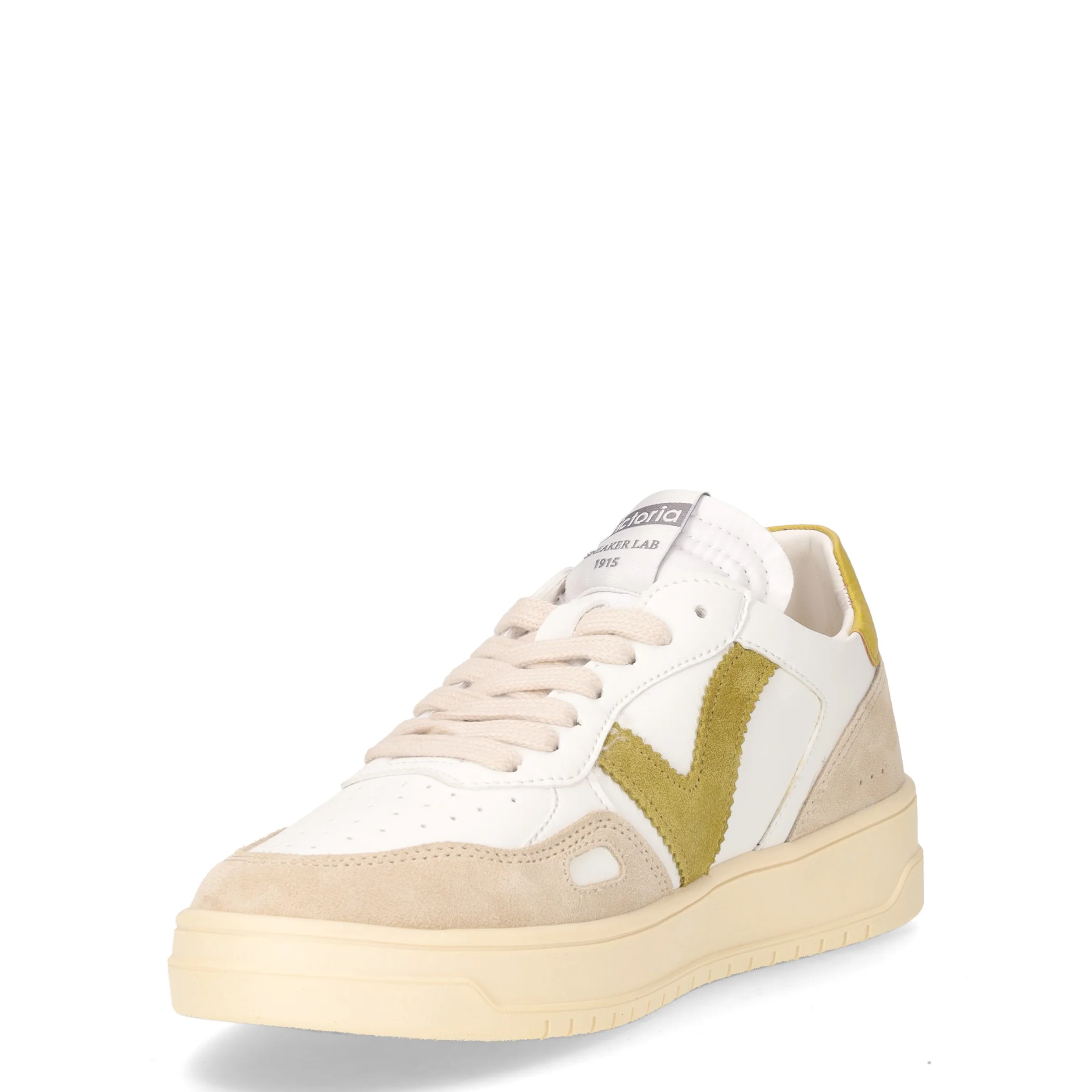 Sneaker in pelle ed ecopelle bianco oliva - Image 3