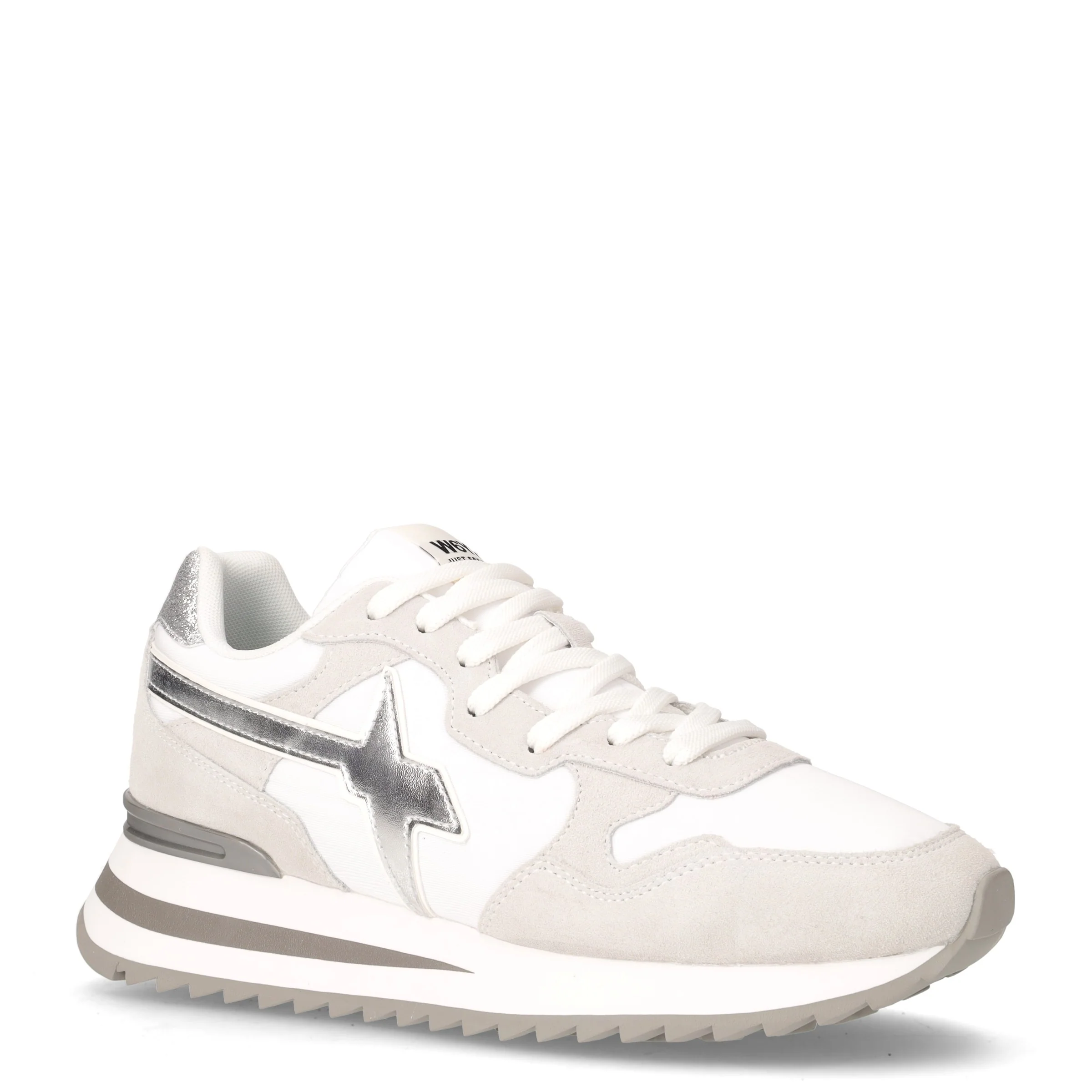 Tally sneaker in pelle e tessuto bianco argento - Image 2