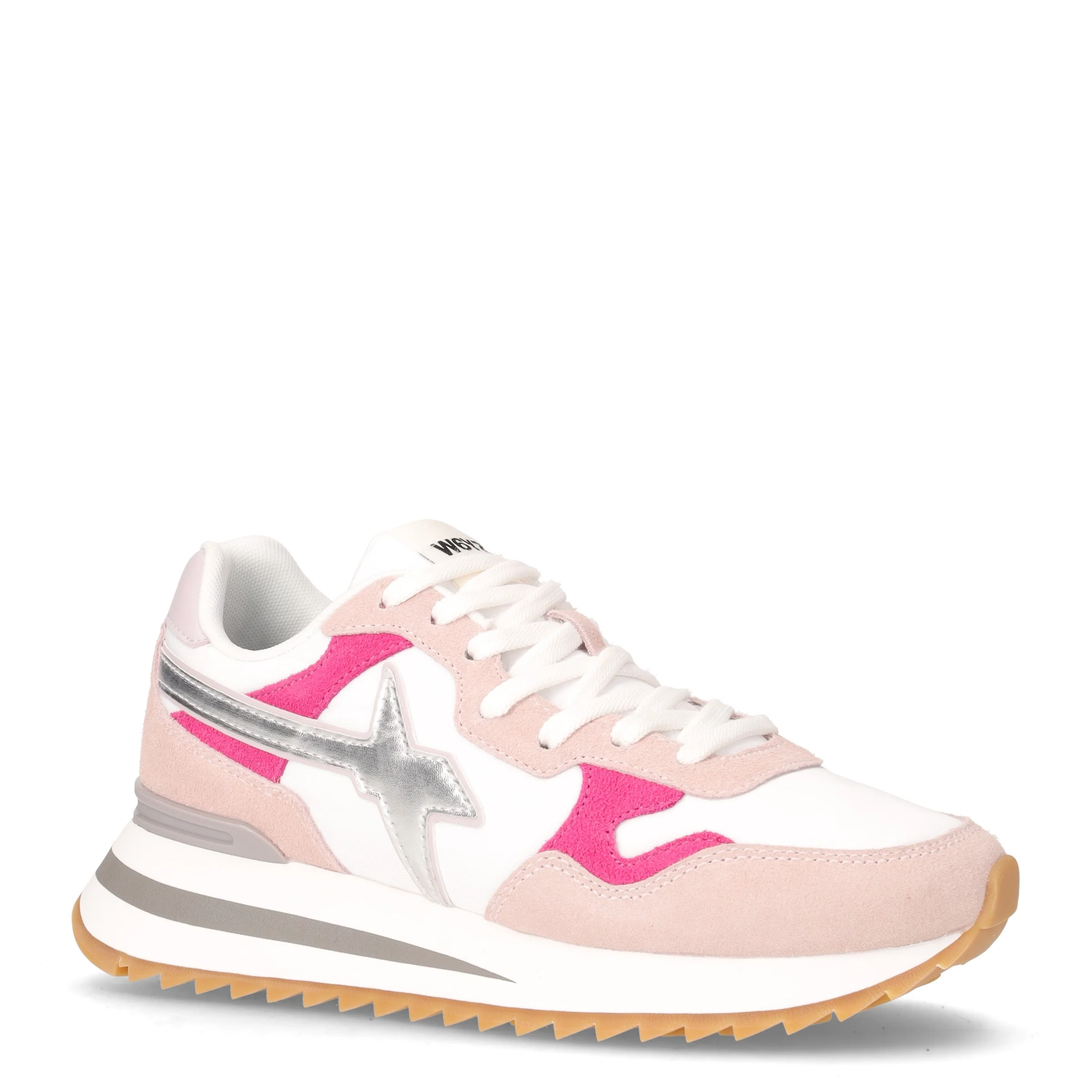Tally sneaker in pelle e tessuto cipria bianco fuxia - Image 2