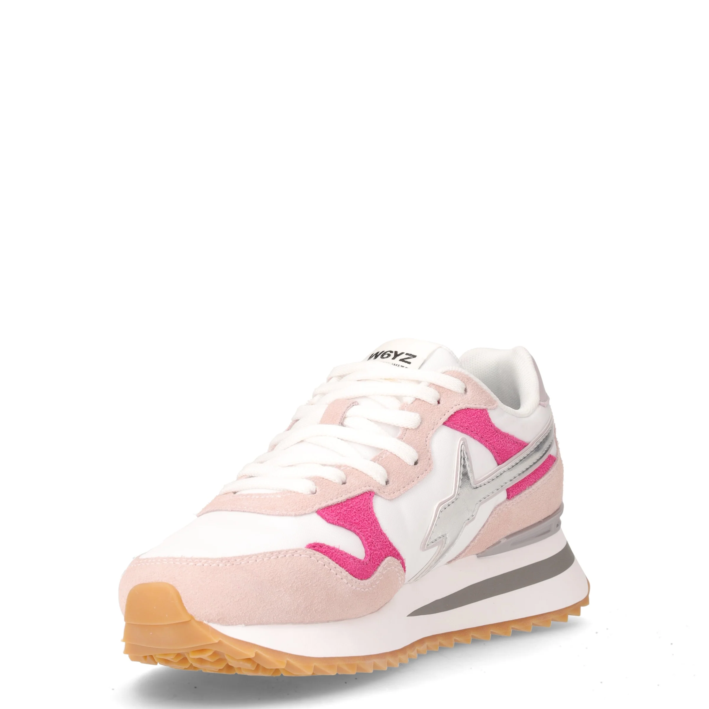 Tally sneaker in pelle e tessuto cipria bianco fuxia - Image 3