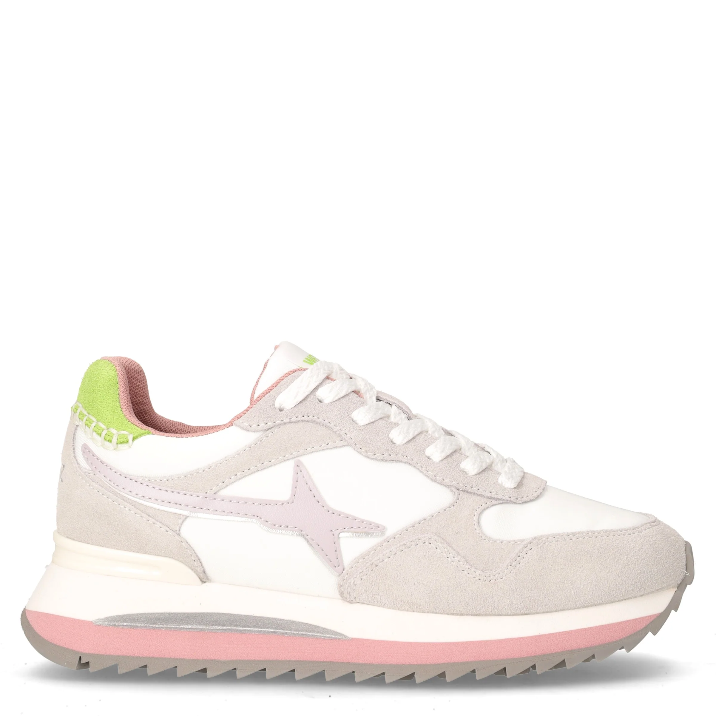 Yak sneaker in tessuto e pelle bianco cipria grigio